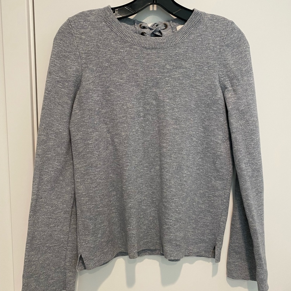 Madewell blue gray lace back cotton sweater